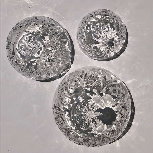DUBLIN CRYSTAL BOWL SET  3 PIECES DIAMETER: 3 3/4, 5", 6", CRYSTAL COLLECTION - Picture 10 of 10